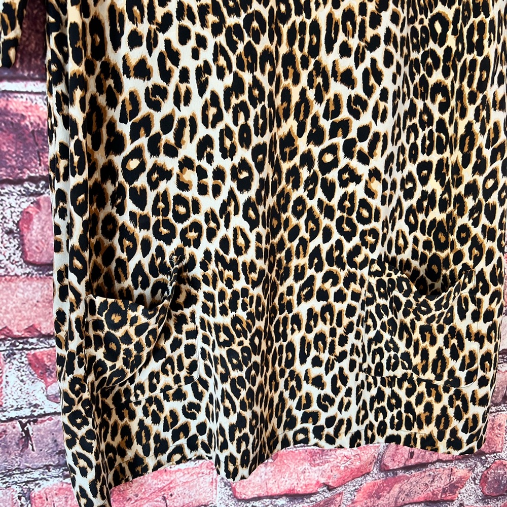 Equipment "Aubrey" 100% Silk Leopard Print Shift Dress with Pockets - Picture 3 of 8